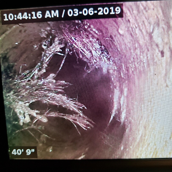 Sewer camera’s image of a sewer pipe.